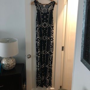 J. Crew Maxi Tribal dress navy & cream